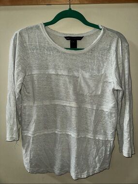 Marc by Marc Jacobs Lightweight White Striped Texture Long-Sleeve Tee